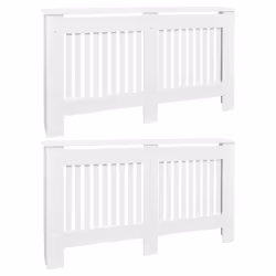 vidaXL 2x Radiator Covers White MDF 152cm Heating Shelf Cabinet Accessory