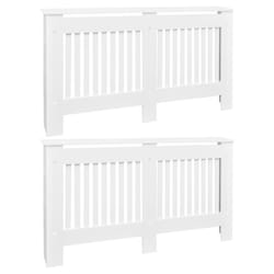 vidaXL 2x Radiator Covers White MDF 152cm Heating Shelf Cabinet Accessory