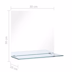 vidaXL Wall Mirror with Shelf 30x30cm Tempered Glass Bathroom Makeup Vanity - Additional view 5