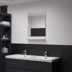 vidaXL Wall Mirror with Shelf 50x60cm Tempered Glass Bathroom Cosmetic Mirror