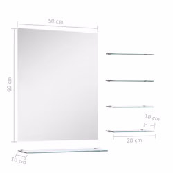 vidaXL Wall Mirror with 5 Shelves Silver 50x60cm Bathroom Makeup Vanity Decor - Additional view 5