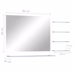 vidaXL Wall Mirror with 5 Shelves Silver 80x60cm Bathroom Makeup Vanity Decor - Additional view 3
