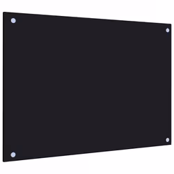 vidaXL Kitchen Backsplash Kitchen Wall Panel Black 70 x 50 cm Tempered Glass