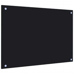vidaXL Kitchen Backsplash Kitchen Wall Panel Black 70 x 50 cm Tempered Glass