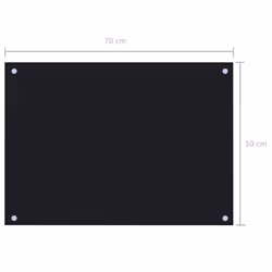 vidaXL Kitchen Backsplash Kitchen Wall Panel Black 70 x 50 cm Tempered Glass