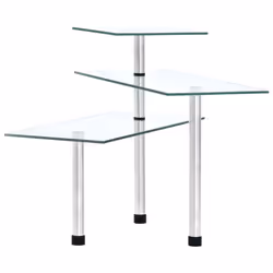vidaXL 3-Tier Corner Kitchen Shelf Tempered Glass Kitchen Worktop Organiser