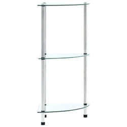 vidaXL 3-Tier Shelf Transparent Tempered Glass 30x30x67cm Bookshelf Showcase