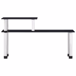 vidaXL Kitchen Shelf Tempered Glass Black 45x16x26cm Storage Rack Organiser
