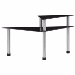 vidaXL Kitchen Shelf Black Tempered Glass Organiser Storage Worktop Rack Stand