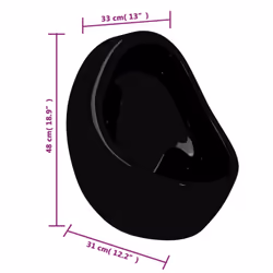 vidaXL Wall Hung Urinal with Flush Valve Ceramic Black Wall-mounted Urinal - Additional view 6