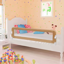 vidaXL Toddler Safety Bed Rail Taupe 150x42cm Polyester Kids Nursery Rail