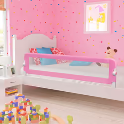 vidaXL Toddler Safety Bed Rail Pink 180x42cm Polyester Kids Nursery Rails