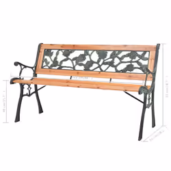 vidaXL Garden Bench 122cm Wood Rose-patterned Backrest Outdoor Patio Park Seat - Additional view 6