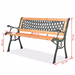 vidaXL Garden Bench 122cm Wood Diamond-Patterned Backrest Outdoor Park Seat - Additional view 6