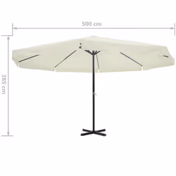 vidaXL Parasol White Aluminium 500cm Outdoor Garden Patio Umbrella Sunshade - Additional view 4
