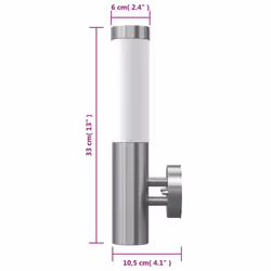 vidaXL RVS Walllamp Garden Light Fence Lamp for Indoor and Outdoors Waterproof