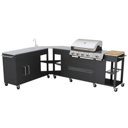 VidaXL 40428 outdoor barbecue/grill Cooking station Gas Black, Stainless steel