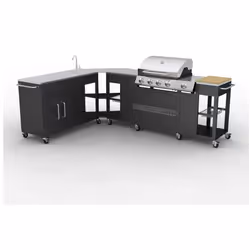 VidaXL 40428 outdoor barbecue/grill Cooking station Gas Black, Stainless steel
