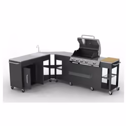 VidaXL 40428 outdoor barbecue/grill Cooking station Gas Black, Stainless steel