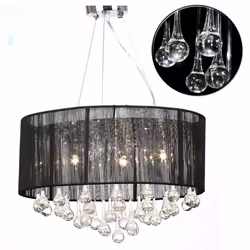 vidaXL Chandelier with 85 Crystals Black Chandelier Lamp Pendant Lighting