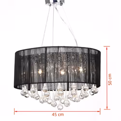 vidaXL Chandelier with 85 Crystals Black Chandelier Lamp Pendant Lighting - Additional view 5