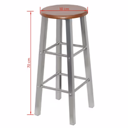 vidaXL 2x Bar Stools Metal with MDF Seat Kitchen Breakfast Barstool Chair