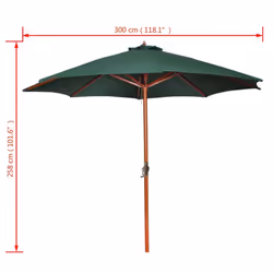 vidaXL Garden Parasol Sunshade Outdoor Umbrella Canopy Patio Sun Shelter Green - Additional view 6