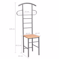 vidaXL 2x Gentleman's Valet Chair Clothes Stand Bedroom Coat Hanger Rack Seat - Additional view 6