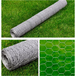 vidaXL Chicken Wire Fence Wire Netting Wire Mesh Panel Steel with PVC Coating - silver, 1 m