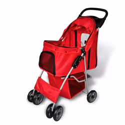 vidaXL Folding Pet Stroller Red Dog Cat Travel Carrier Transport Trolley Pram