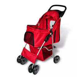 vidaXL Folding Pet Stroller Red Dog Cat Travel Carrier Transport Trolley Pram
