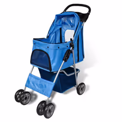 vidaXL Folding Pet Stroller Dog/Cat Travel Carrier Blue Transport Trolley