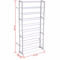 vidaXL 10 Tier Shoe Rack Shelf 40 Pairs Light Weight Portable Organizer Stand