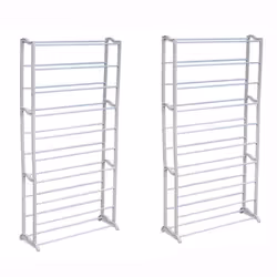 2x 10 TIERS 40 PAIR SHOE RACK STAND PORTABLE ORGANIZER STORAGE SOLUTION