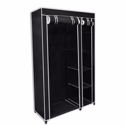 vidaXL Folding Wardrobe Black 110x45x175cm Cloth Shoe Storage Rack Organiser