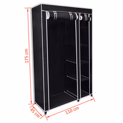 vidaXL Folding Wardrobe Black 110x45x175cm Cloth Shoe Storage Rack Organiser - Additional view 7