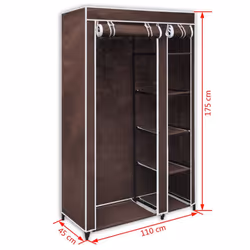 vidaXL Wardrobe Brown Fabric 110x45x175cm Cloth Shoe Storage Rack Organiser - Additional view 7