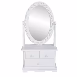vidaXL Vanity Makeup Table with Oval Swing Mirror MDF Home Dressing Furniture