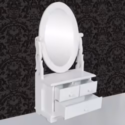vidaXL Vanity Makeup Table with Oval Swing Mirror MDF Home Dressing Furniture - Additional view 4