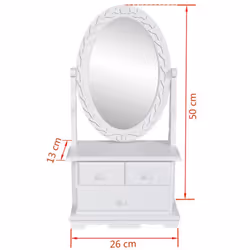 vidaXL Vanity Makeup Table with Oval Swing Mirror MDF Home Dressing Furniture - Additional view 5