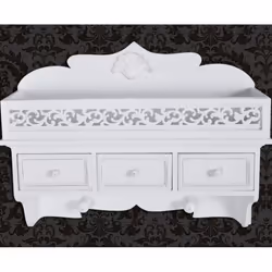 vidaXL Wall Shelf Peg with 3 Drawers 2 Hooks Home Storage Ledge Display Unit - Additional view 5