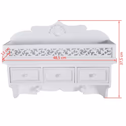 vidaXL Wall Shelf Peg with 3 Drawers 2 Hooks Home Storage Ledge Display Unit - Additional view 6