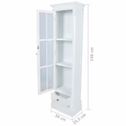 vidaXL Chic Bookcase Cabinet with 3 Shelves White Wooden Home Display Unit