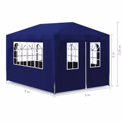 vidaXL Party Tent 3x4m with 4 Walls Blue Patio Garden Gazebo Marquee Pavilion - Additional view 3
