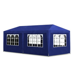 vidaXL 3 x 6m Blue Gazebo | 6-Wall Pavilion Party Tent