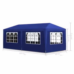 vidaXL 3 x 6m Blue Gazebo | 6-Wall Pavilion Party Tent - Additional view 4