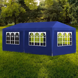 vidaXL 3 x 6m Blue Gazebo | 6-Wall Pavilion Party Tent - Additional view 5