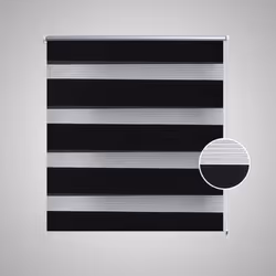 vidaXL Zebra Blinds Alternative Parallel Roller Blind Window Privacy Screen - black, 120 x 175 cm