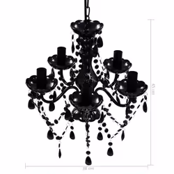 vidaXL Black 5 Bulb Crystal Chandelier - Additional view 6