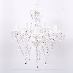 vidaXL Crystal Light 5 Bulbs Transparent Chandelier Ceiling Lighting Fixture - Additional view 8